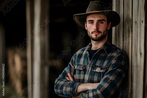 A half portrait of a modern agricultural farmer