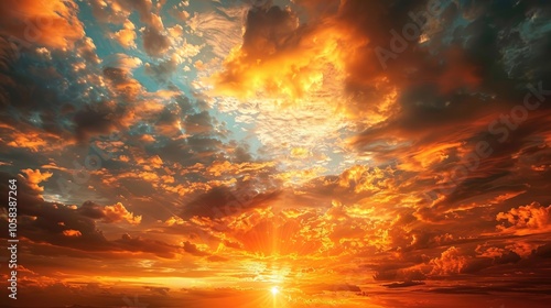 Magnificent Day with Sunrise, Spectacular Sunlight, and Stunning Sky