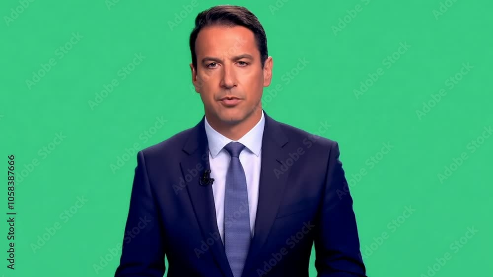 Breaking News, News anchor, Host on green screen Breaking News, News anchor, Host on green screen
