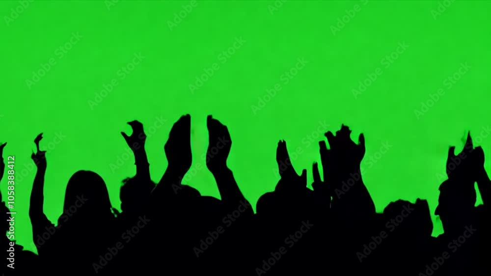 Crowd silhouette of people at a club concert,Music Festival on a green screen Crowd silhouette of people at a club concert,Music Festival on a green screen
