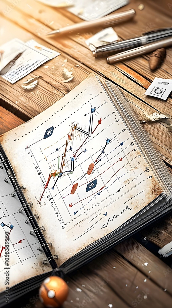 Fototapeta premium Business Strategy Notebook with Graph