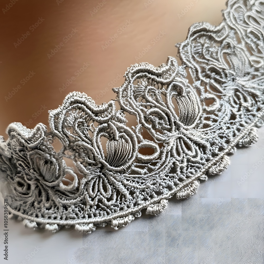 Obraz premium A close-up of a decorative band made from intricate lace, showcasing its fine details.