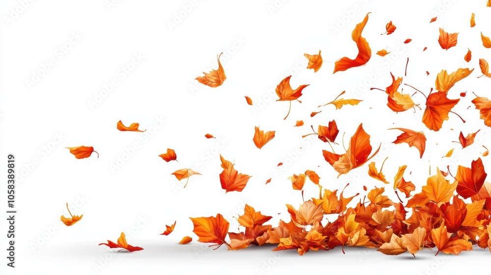 Autumn background with falling leaves background isolated on white Autumn background with falling leaves background isolated on white