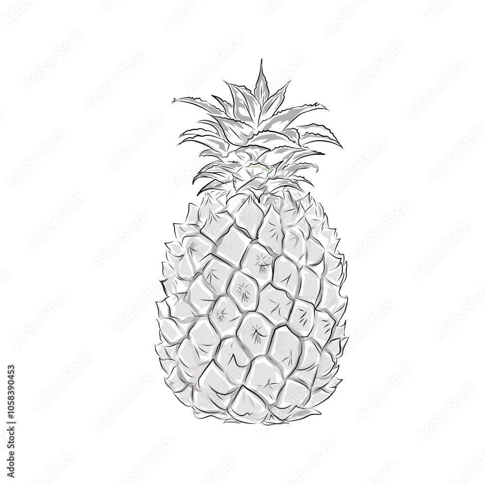 Obraz premium pineapple fruit sketch image with white background