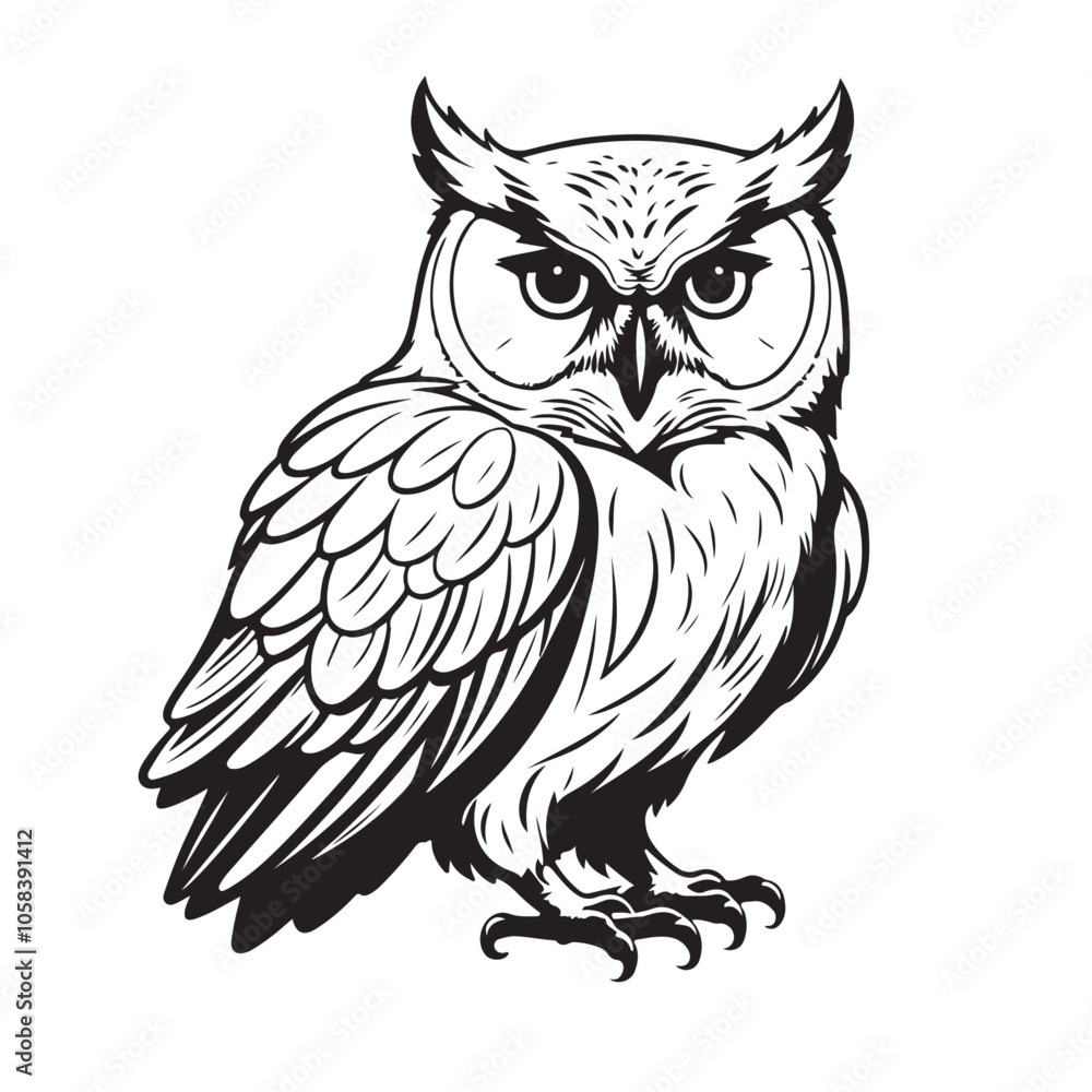 Obraz premium Owl silhouette vector illustration. 