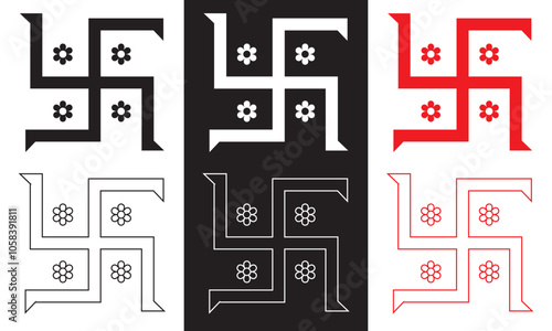 Hindu holy swastika vector icon. isolated on white and black background. Vector illustration. EPS 10 