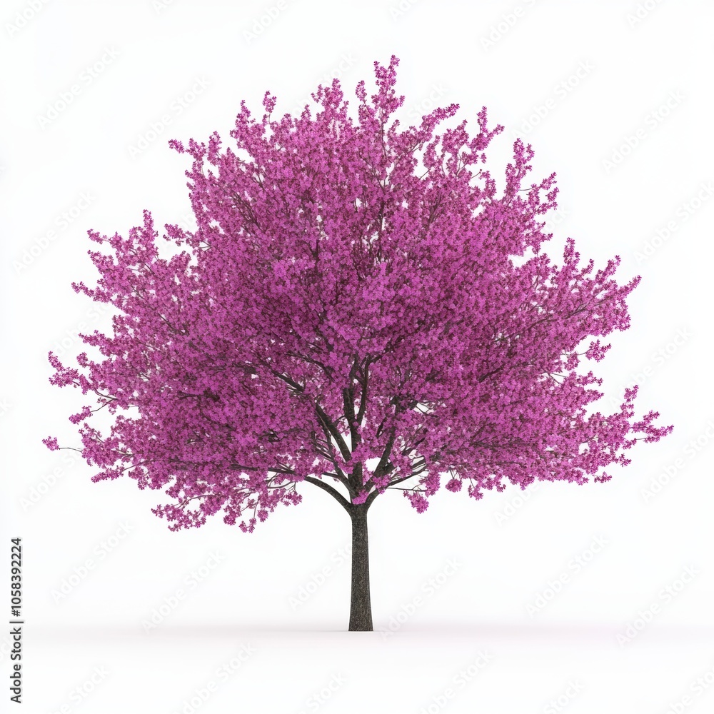Eastern Redbud Tree Blooming isolated on white background Eastern Redbud Tree Blooming isolated on white background