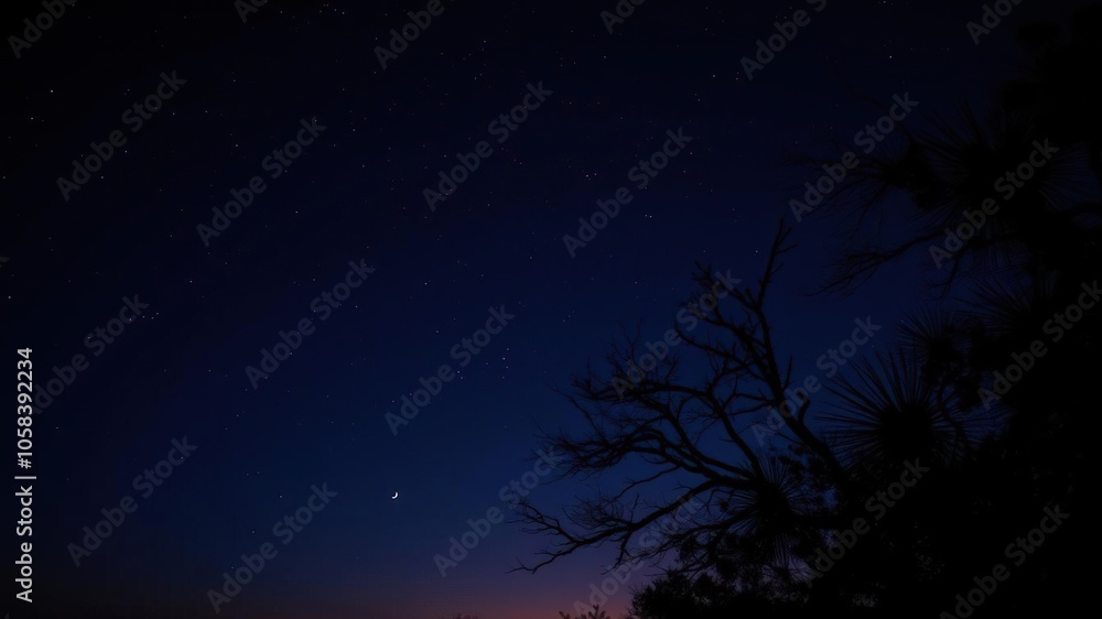 A majestic tree silhouetted against a starry night sky, beauty, nighttime, stars A majestic tree silhouetted against a starry night sky, beauty, nighttime, stars