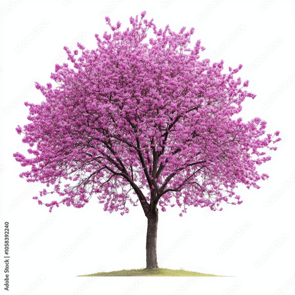 Eastern Redbud Tree Blooming isolated on white background Eastern Redbud Tree Blooming isolated on white background