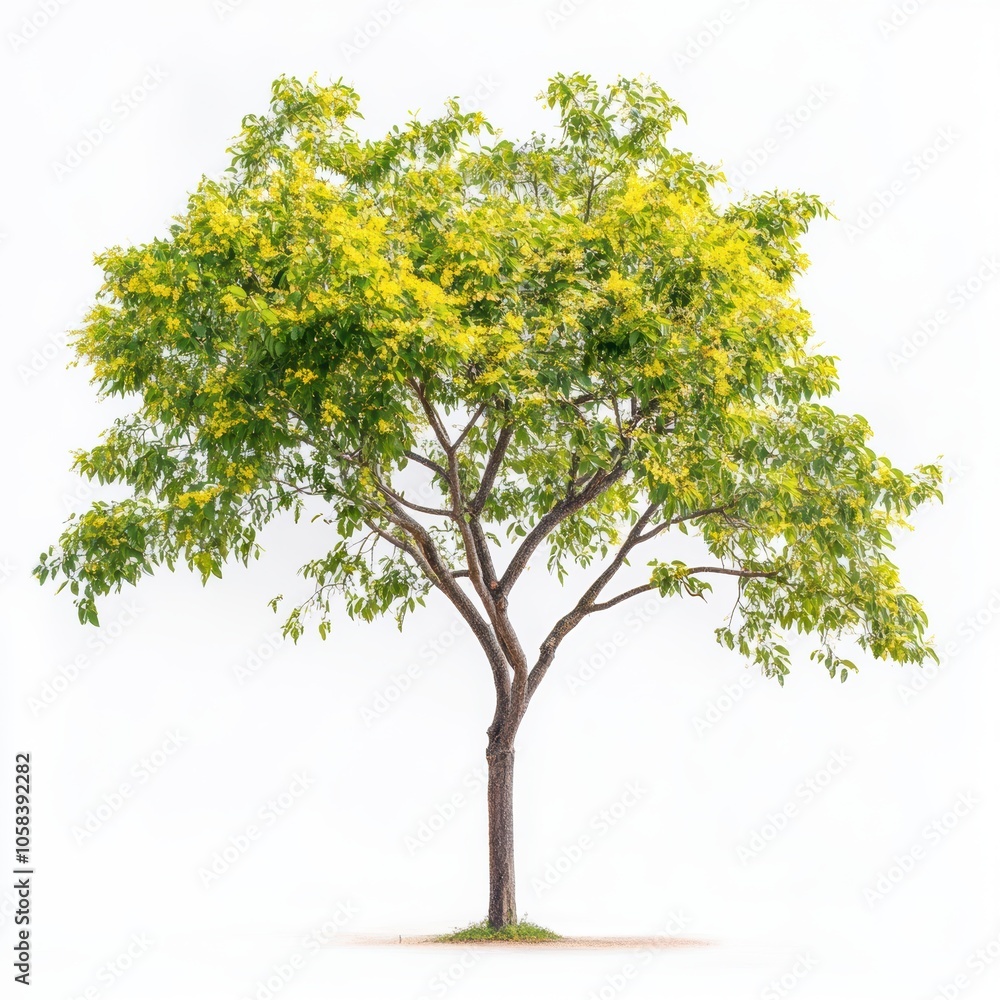 Elegant Honey Locust Tree on White Background Elegant Honey Locust Tree on White Background