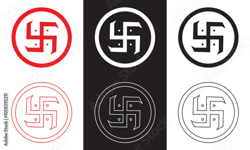 Hindu holy swastika vector icon. isolated on white and black background. Vector illustration. EPS 10 