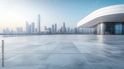 Opera House and Modern Architecture with City Skyline, Financial District, Urban Landscape, and Commercial Setting photo