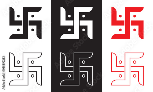 Hindu holy swastika vector icon. isolated on white and black background. Vector illustration. EPS 10 