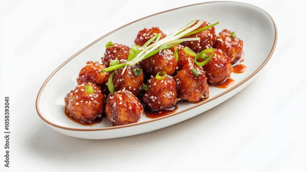Gobi appetizer manchurian on plate isolated on a white background Gobi appetizer manchurian on plate isolated on a white background