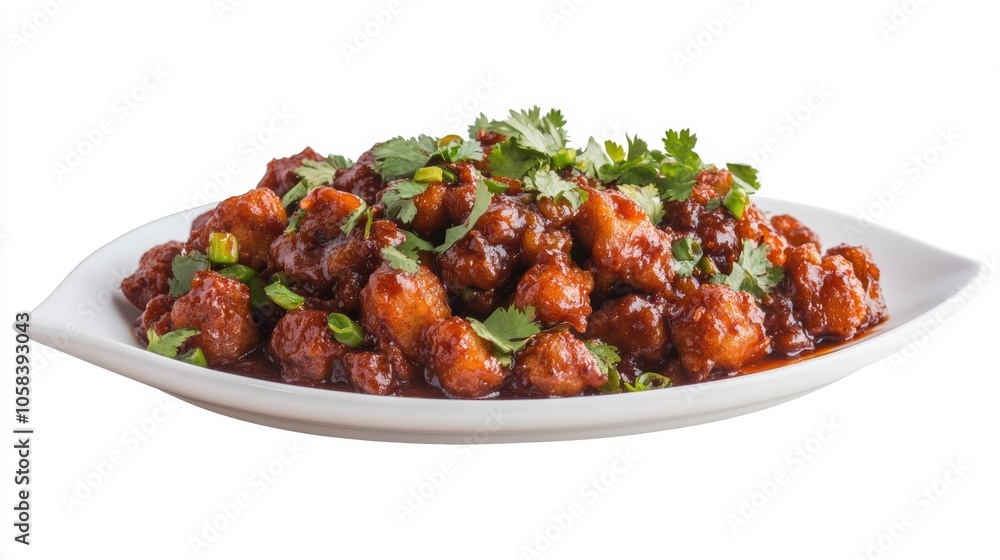 Gobi appetizer manchurian on plate isolated on a white background Gobi appetizer manchurian on plate isolated on a white background
