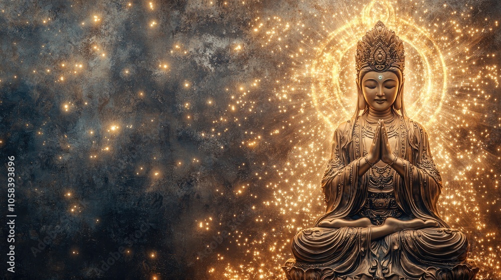 Serene Buddha Statue with Radiant Aura Serene Buddha Statue with Radiant Aura