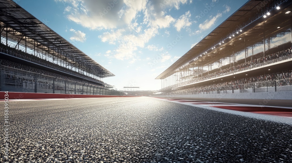 Fototapeta premium Race Track Perspective at Sunset