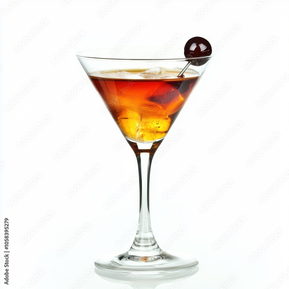 Manhattan cocktail isolated on white background Manhattan cocktail isolated on white background