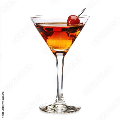 Manhattan cocktail isolated on white background