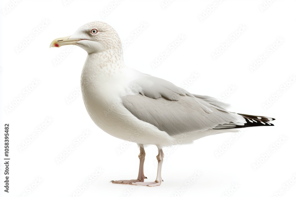 Fototapeta premium Natural white seagull isolated on a white background