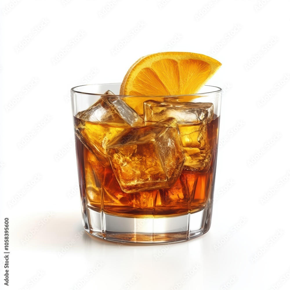 Old fashioned cocktail drink isolated on white background Old fashioned cocktail drink isolated on white background
