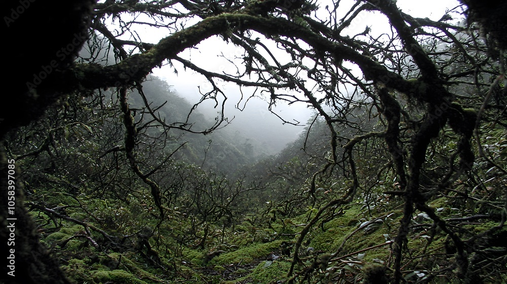 A breathtaking scenic view of doi inthanon mountain surrounded by lush greenery and mist in chiang mai thailand A breathtaking scenic view of doi inthanon mountain surrounded by lush greenery and mist in chiang mai thailand