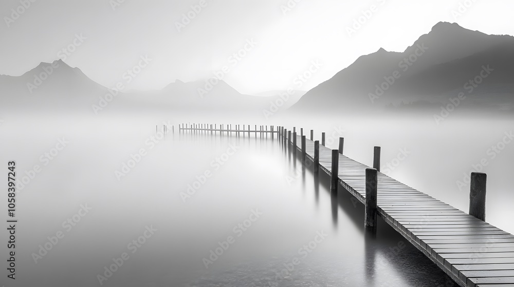 Fototapeta premium Foggy pier serenity