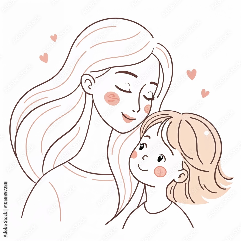 Heartwarming illustration of a mother and child sharing a joyful moment together Heartwarming illustration of a mother and child sharing a joyful moment together