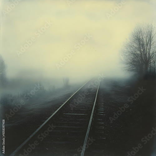 railway in fog