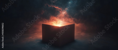Glowing Box With Starry Night Sky.