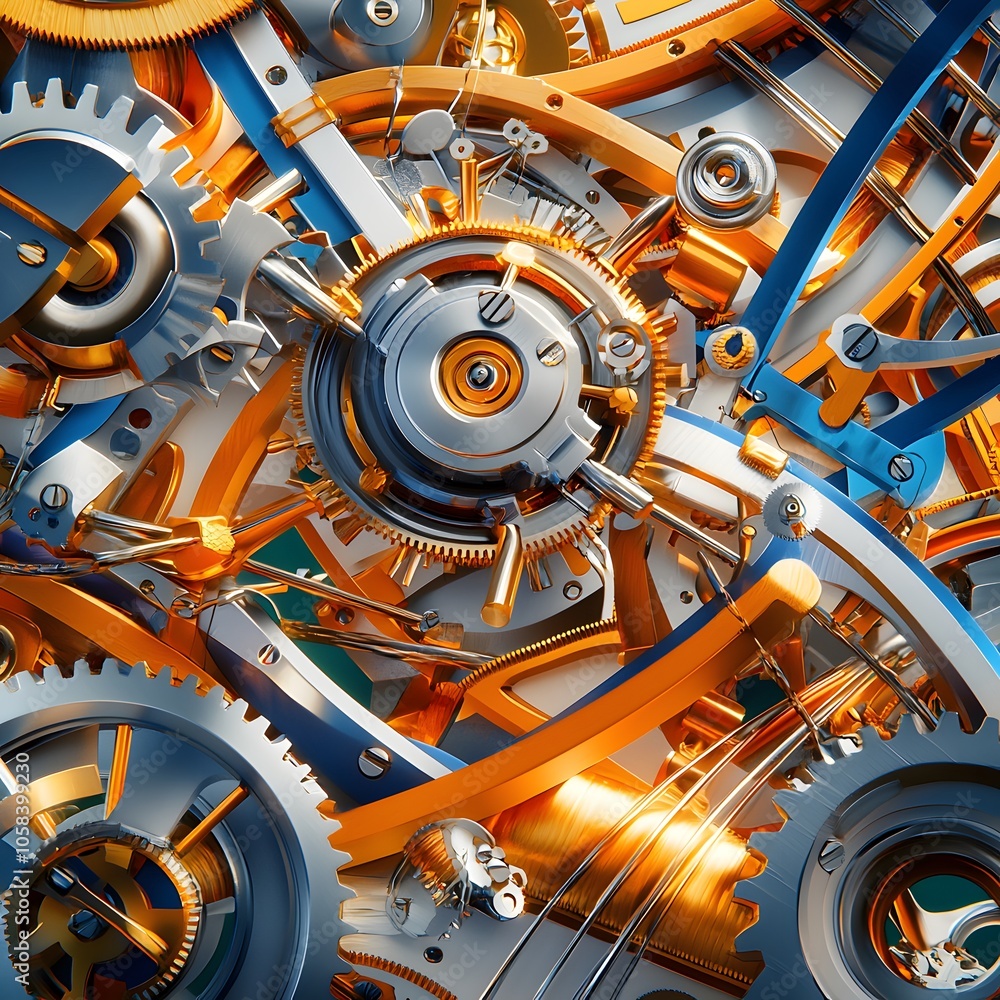 Obraz premium Closeup Of Complex Cogs And Gears In A Mechanical Device.