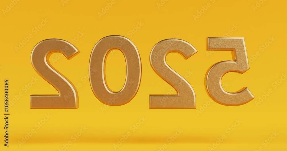 4k Resolution Video: 2025 New Year Golden Sign Seamless Loop Rotating on a Yellow Background with Alpha Mate 4k Resolution Video: 2025 New Year Golden Sign Seamless Loop Rotating on a Yellow Background with Alpha Mate