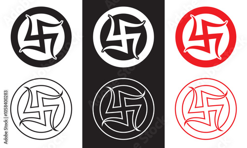 Hindu holy swastika vector icon. isolated on white and black background. Vector illustration. EPS 10 