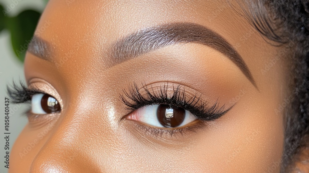 Naklejka premium Elegant Close-Up of Flawless Eye Makeup