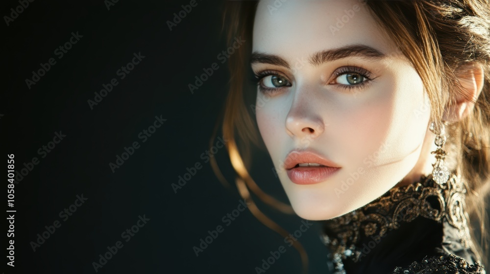 A woman with a regal bearing, standing tall and proud, her eyes reflecting unwavering self assurance and dignity. A woman with a regal bearing, standing tall and proud, her eyes reflecting unwavering self assurance and dignity.
