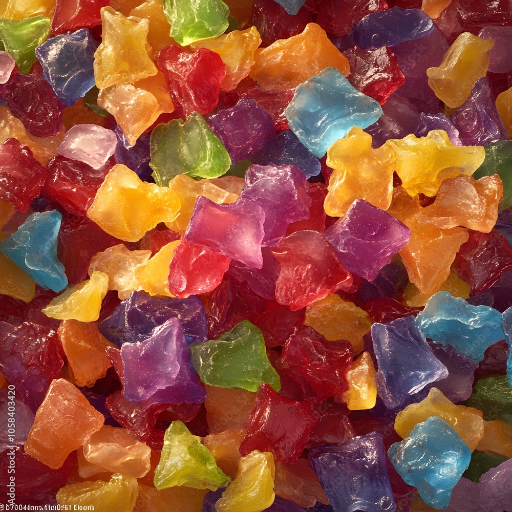An artistic rendering of a clumpy, viscous candy mixture being molded, emphasizing its texture and vibrancy. An artistic rendering of a clumpy, viscous candy mixture being molded, emphasizing its texture and vibrancy.