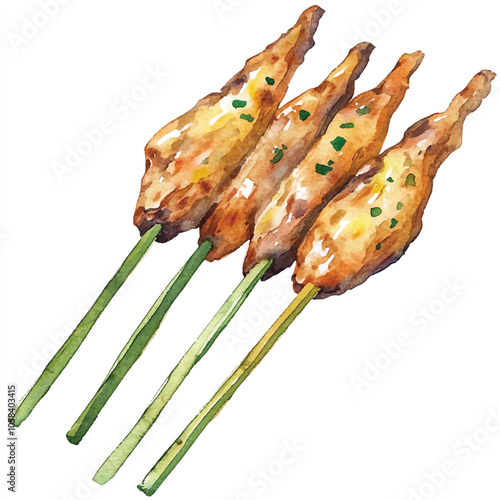 satay watercolor clipart illustration 
