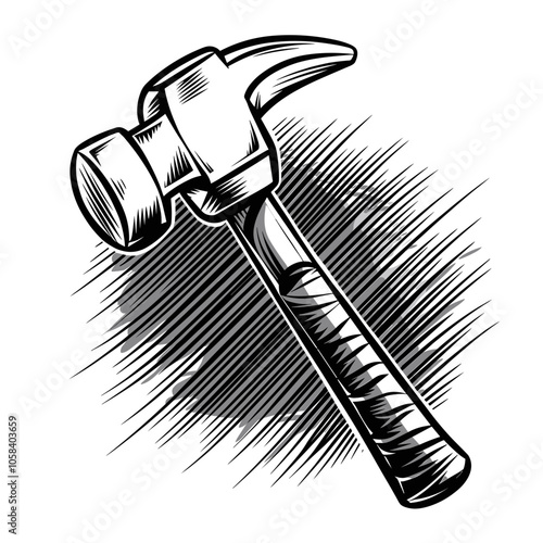 Hammer Drawing, Engineering Style, Construction Theme