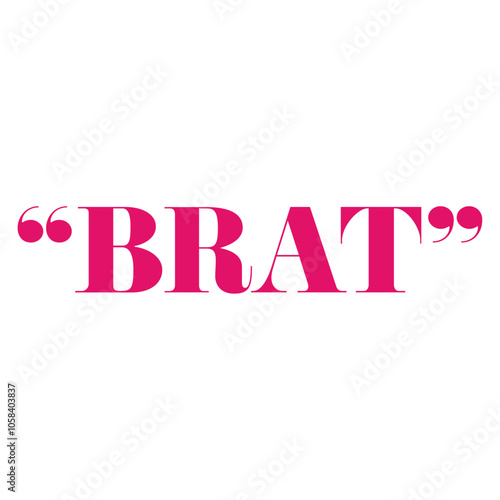 Brat Graffiti Cartoon Lettering in pink on a white Background