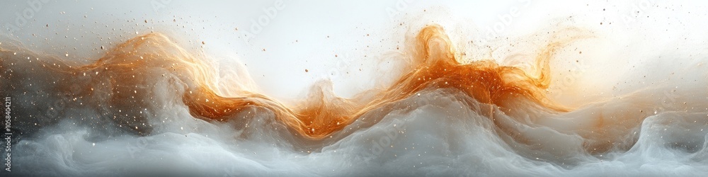 Fototapeta premium Abstract fluid art featuring swirling orange and white colors.