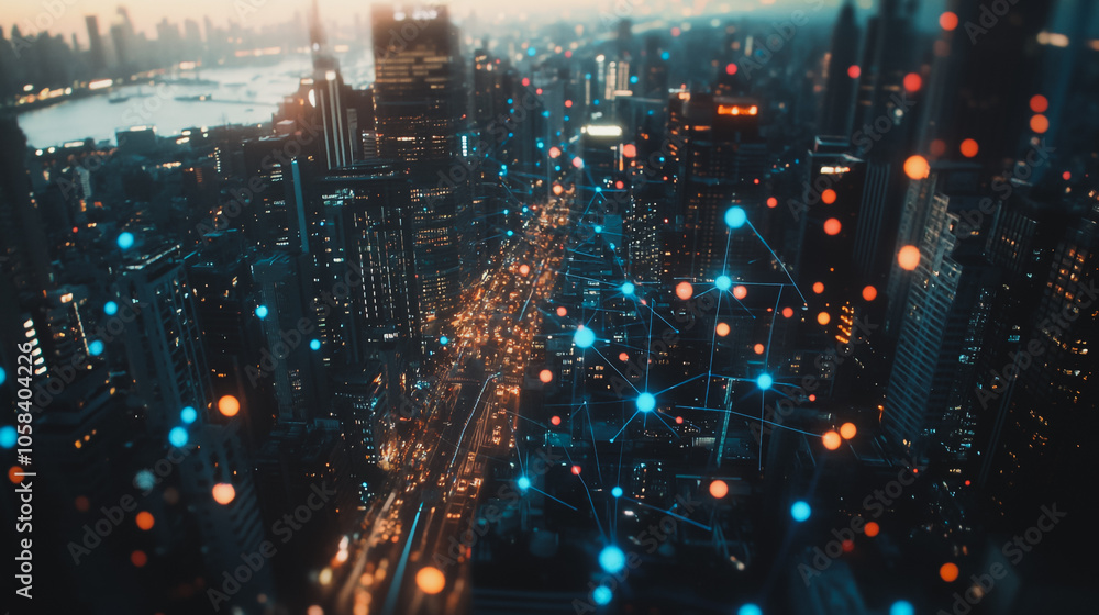 Fototapeta premium abstract professional business team people innovation connection of line from nail node to node on map background , networking concept