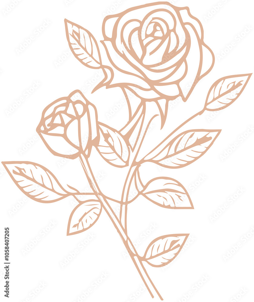 Rose Doodle Line Decorative Icon Rose Doodle Line Decorative Icon