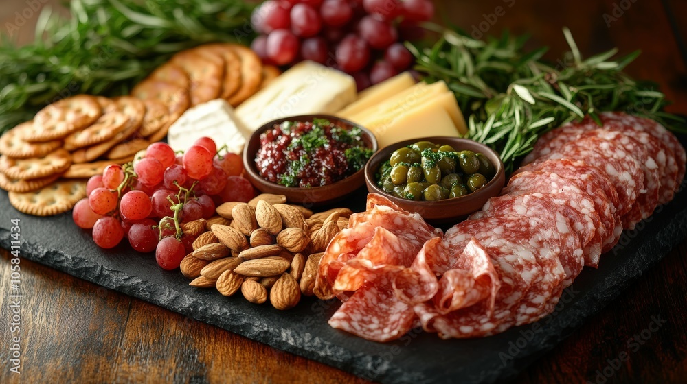 Gourmet Cheese Platter With Assorted Ingredients Gourmet Cheese Platter With Assorted Ingredients