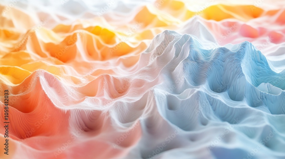 Obraz premium Abstract high-resolution 3D background with soft colors and smooth shapes, ideal for various creative projects. This abstract 3D background offers ample copy space for customization.