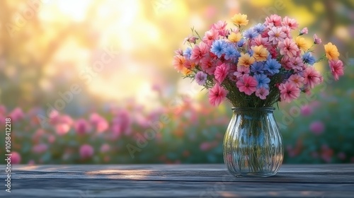 Fresh Wildflower Bouquet in Glass Jar