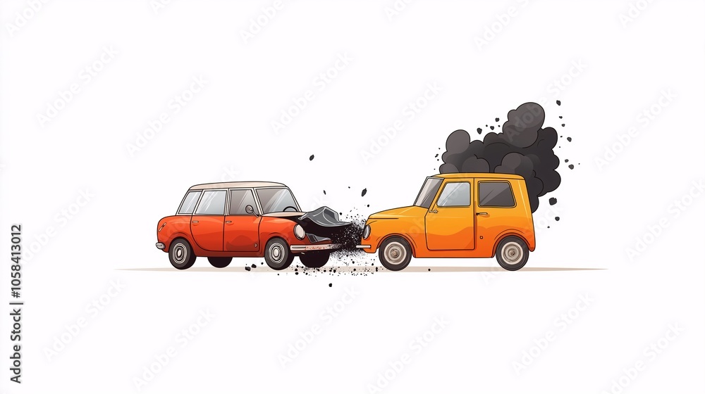 Cartoon Car Collision Illustration Cartoon Car Collision Illustration