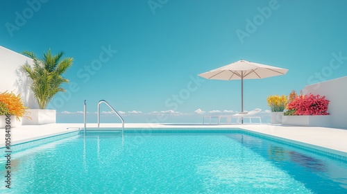 Relaxing at a Private Pool by the Beach in a Luxurious Hotel or Vacation Home, Perfect for a Calm and Rejuvenating Getaway