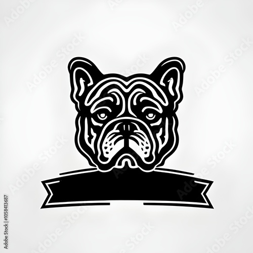  lino cut illustration of a fierce bulldog mascot head,  sports team, logo, icon, dog, canine, graphic, emblem, print, traditional, artwork, art, ink, printmaking, vintage, retro, gritty, bold photo