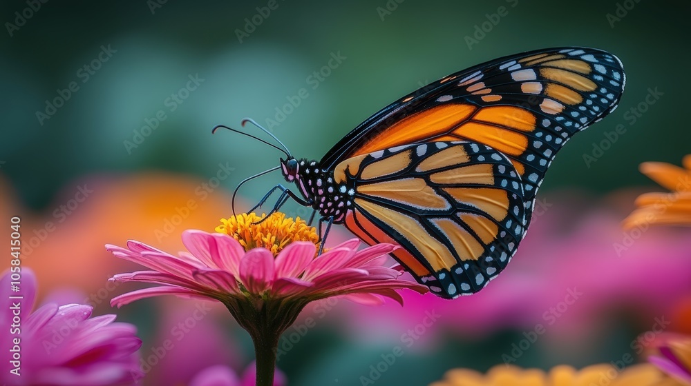 Vibrant Butterfly Perched on Flower Petal Vibrant Butterfly Perched on Flower Petal