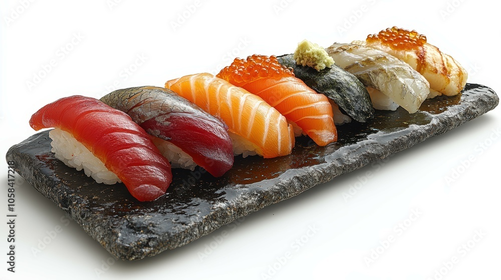 Elegant Sushi Plate with Assorted Fresh Fish Elegant Sushi Plate with Assorted Fresh Fish
